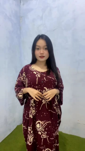 Daster Jumbo Wanita Rayon Premium - Daster Lengan 3/4 Busui Motif Love Tali Samping