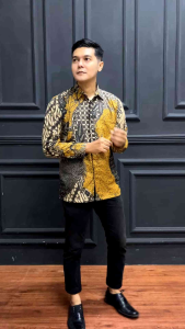 Kemeja Batik Pria Modern Lengan Panjang Baju Pria Dewasa Sragaman