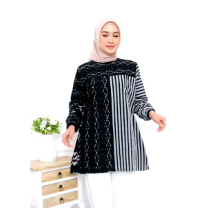 AURORA Atasan tenun wanita modern terbaru kekinian blouse tenun troso jepara lengan karet cantik modis baju kantor wanita seragaman murah