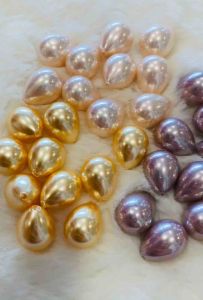 Viên ngọc trai nhựa hình oval cao cấp chiếu ánh đẹp khoan nửa lỗ làm trang sức cao cấp