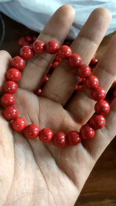 GELANG BATU KORAL MERAH MARJAN 10MM/GELANG RED KORAL ASLI/GELANG COUPLE BATU KARANG MERAH