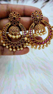 HC Designer Kemp Chandbali Earrings
