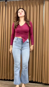 Atasan Wanita Basic Crop Top RAISA Lengan Panjang