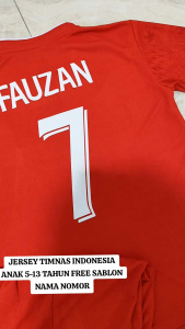 Baju jersey timnas indonesia terbaru gratis/free nama nomor usia 5-13 tahun kaos olahraga
