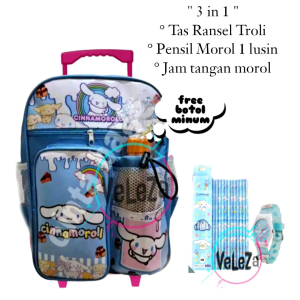 Tas Ransel Troli Anak Tas Dorong Anak Sanrio Kuroomi Morol Melody 3in1 gratis botol minum tas ransel troli anak tas anak