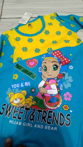 BAJU GAMIS KAOS ANAK PEREMPUAN STELAN HIJAB