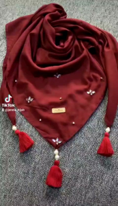 Jilbab Cantik Terbaru Voal Premium Tassel Segiempat Clarissa Inaya Hijab Swarovsky Kekinian