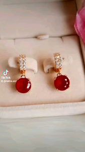 Anting Permata Model Elegan Lapis Emas Gold Berkilau Awet