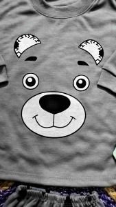 3 setel baju oblong kancing tangan panjang motif lucu usia 3-13 bln