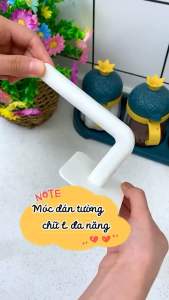 Móc Dán Tường Chữ L Khăn Lau Bếp Khăn Tắm Cuộn Giấy Giá Đỡ Treo Đồ Dán Tường
