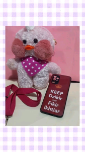 Tas selempang anak kalakter bebek bulu tas selempang anak