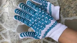 Găng tay vải phủ sọc cao su