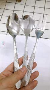 Muỗng - nĩa ăn cơm phở súp inox  cao cấp cán họa tiết