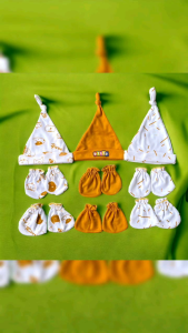 9 in 1 topi sarung tangan sarung kaki bayi newborn motif baru