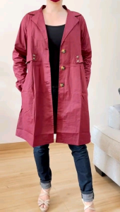 ●ECLAIRE● 015 Blazer Long Outer Coat Katun Stretch Longsleeves Lengan Panjang Casual Kasual Basic Polos