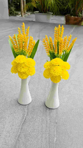 รวงข้าว ดาวเรือง แจกันรวงข้าว+ดาวเรือง จัดใส่แจกัน ขนาดสูง 11 นิ้ว ถึงปลายสูงสุด สำหรับเสริมความเป็นสิริมงคล เพิ่มความอุดมสมบูรณ์ให้กิจการ