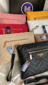 MANINO Tas Clutch Wanita Bordir Zigzag Premium Asesoris Gold Dua Tali Panjang Dan Pendek Bisa Jadi Tas Selempang