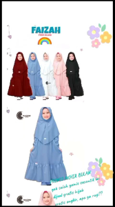 Faizah Set Gamis Anak Perempuan Putih Polos 2-13 Tahun Gratis Hijab manasik Haji Anak Tk Syari Anak