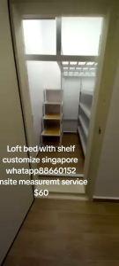 Loft bed with shelf customize singapore /helper room/bomb shelter/unity/smaller room