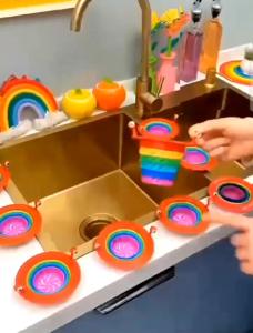 OHHDEER Monster Kitchen Sink Strainer Foldable Rainbow Color Kitchen Residue Filter Cute Sink Strainers 小怪兽彩虹厨房水槽过滤网