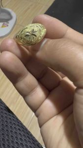 ตัดลายจิกเพชร แหวนโต๊ะกังหัวใจ 100% งานทองเหลืองแท้