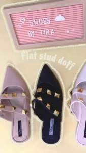 SHOES BY TIRA flat stud doff/sandal wanita import/sandal flat bahan karet lentur