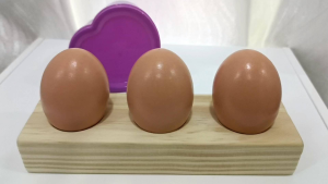 1 set - 3 wooden egg with egg holder toy/ easter decoration