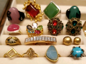 DaVee | Vintage gold plated ring brass ring Imitation gemstone ring Retro subies emeralds crystal open ring  turquoise ring