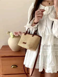 Tas Selempang Wanita Tas Cewek Handbag Straw Woven Sling Bag GC 8853