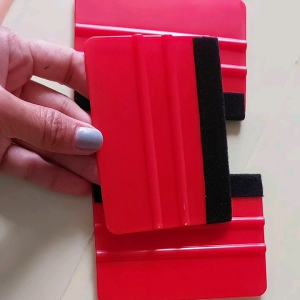 Vinyl Squeegee Felt Edge Squeegee 4 Inch Car Vinyl Scraper Decal Applicator Window Tint Tool with Black Fabric Felt Edge-red