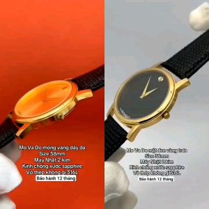 Đồng hồ nam MVDo dây da size 39mm máy pin rin Nhật kính sapphire chống xước bảo hành 12 tháng