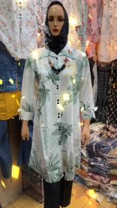 Tunik katun spray motif bunga standar-jumbo atasan wanita harian kekinian by Rossy fashion