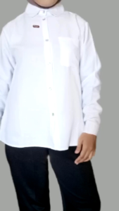 Kemeja Polos Putih Wanita Atasan Kemeja Wanita Remaja Dewasa Ukuran SML Lengan Panjang dan Lengan Pendek