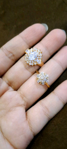 Cincin Premium Brokoliih Kristal Mewah Titanium Emas