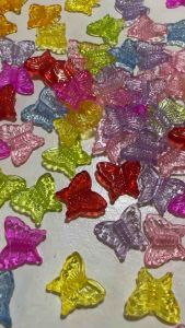 100 pcs mix colors cute transparent butterfly beads size 10 x 12 mm