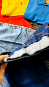 Outfit Anak laki-laki setelan kaos berkerah celana JEANS SNOW pendek usia 1-8tahun