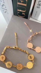 Gelang Dengan Liontin Bentuk Koin Gold Bulat Gaya Korea CXA86