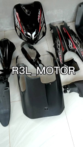Paket Cover Full Body Halus & Kasar Yamaha Mio Sporty Hitam Plus Striping Api 2006