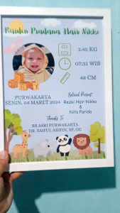 Cetak photo newborn potrait | Biodata baby newborn | Bingkai foto biodata bayi | Cetak bingkai foto