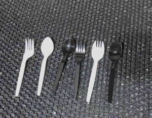 UNBREAKABLE Spoon & Fork 25 Pieces Per Pack Black and White Disposable Cutlery By Drakes Packaging Supplies Trading