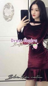 Delisya.id-Zelle Dress Bludru Mini/ Dress Velvet / Dress Party Bodycon
