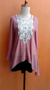 atasan wanita coksu M cewek lengan panjang blouse lengan panjang sifon kerja kuliah