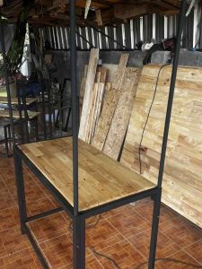 คีออสขายทรงบ้านของพับเก็บได้ โครงเหล็กแท้+ท็อปไม้พาราประสาน