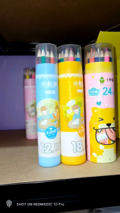 Creative Cartoon Color Pencil Set in Can 12/18/24 Top Grade Wood for Childrens Art Drawing Coloring