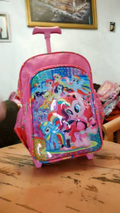 Tas Troley Roda Gambar Timbul 3D Anak Cewek Paud 12inch