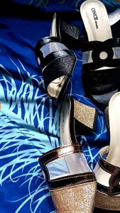 sandal wanita sandal pesta terbaru 2024 hak5cm jala jaring termurah is01