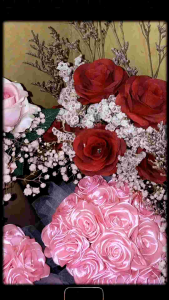 Buket Bunga Satin Isi 3 Kelopak Jumbo Cantik Mix Bunga Kering