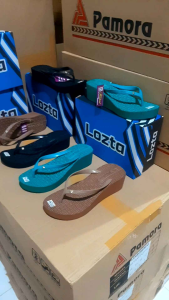 LOZTA Sandal Jepit Wanita Terbaru Wedges 5cm Karet Empuk
