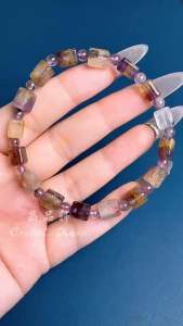 [现货] 紫钛晶方块手串 5mm｜迷你钛能晶石｜Mini Purple Titanium Quartz Cube Bracelet｜Subtle Energy Protection Jewelry