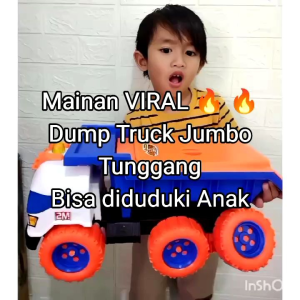 Mainan Dump Truck Jumbo Tunggang bisa di Duduki Dorong Tarik tanpa Baterai ada Tali Anak Laki Edukasi - Mobil Mobilan Truk Muatan Pasir Besar Angkut Sampah Kendaraan Konstruksi Heavy Trucks Mining